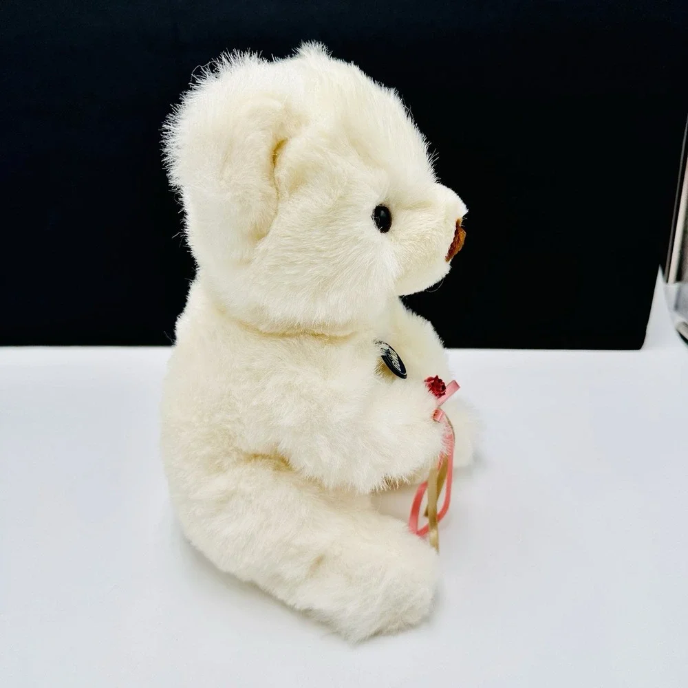 Vintage 1977 Gund Golly Golly White Teddy Bear Plush w/ Rose 10